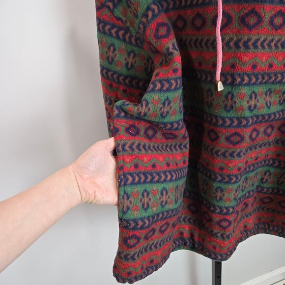 Vintage 90 Southwestern PK Elliot Sport Fleece Zip Sweater Red Green Aztec Print - Picture 3 of 6